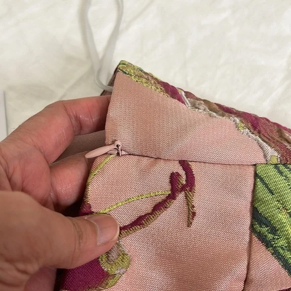 MARCHESA NOTTE One-shoulder Draped Floral-Jacquard Midi Dress in Blush sz 4 NWT - Picture 8 of 16